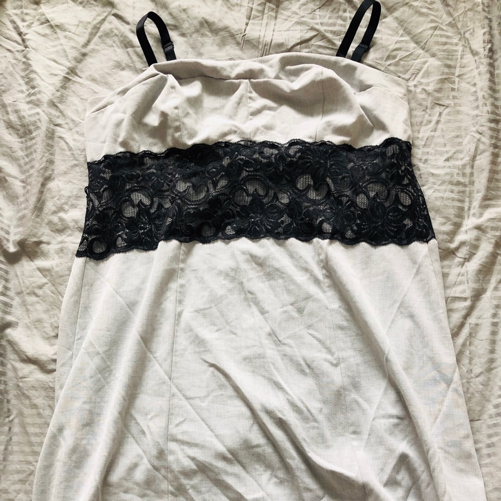 Torrid Light grey dress with black lace accent